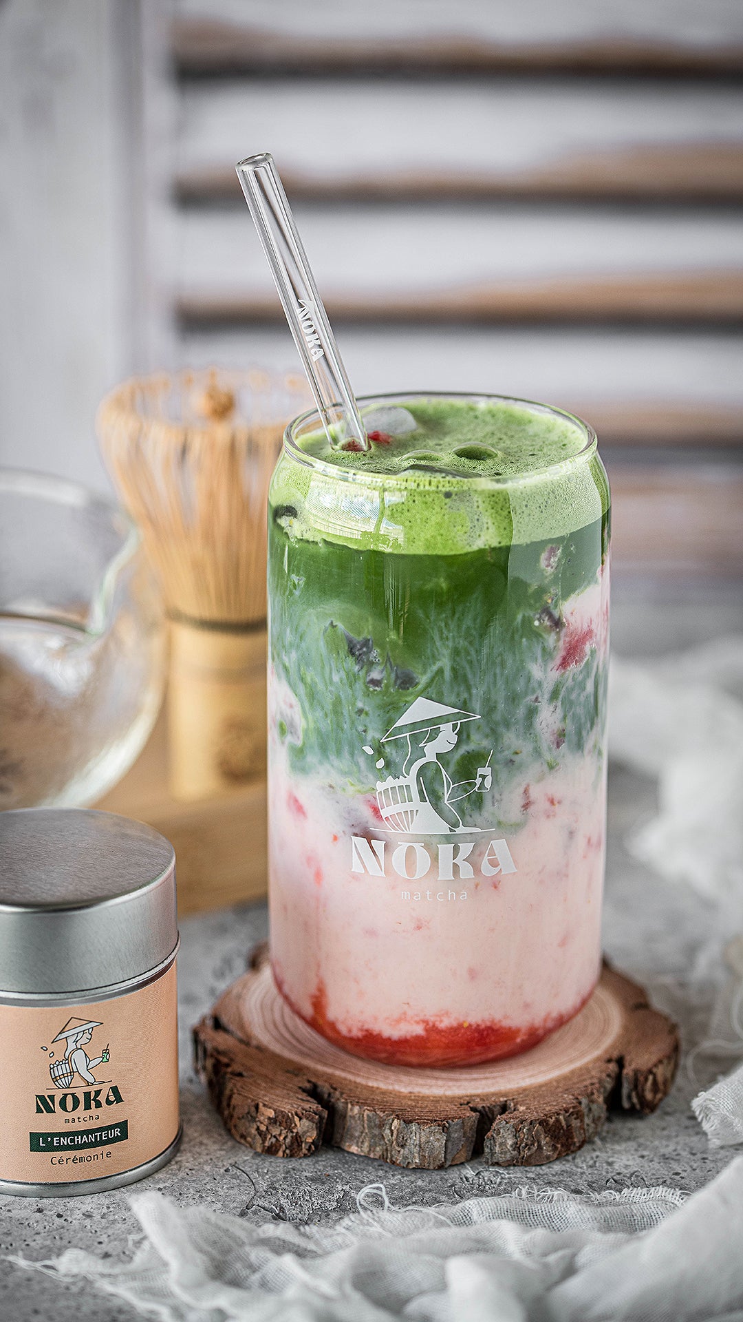 Matcha latte fraise