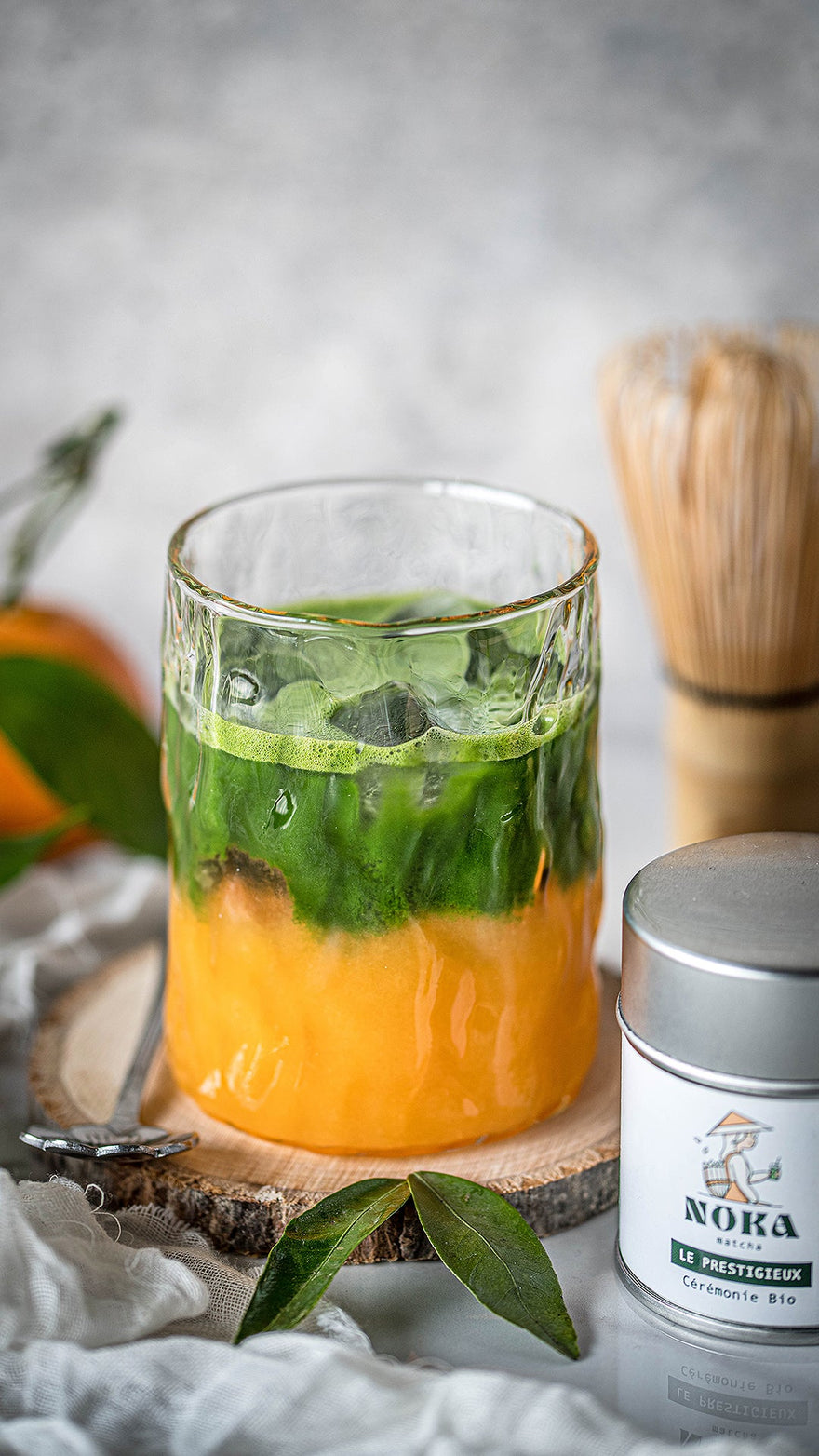jus de clémentine & matcha