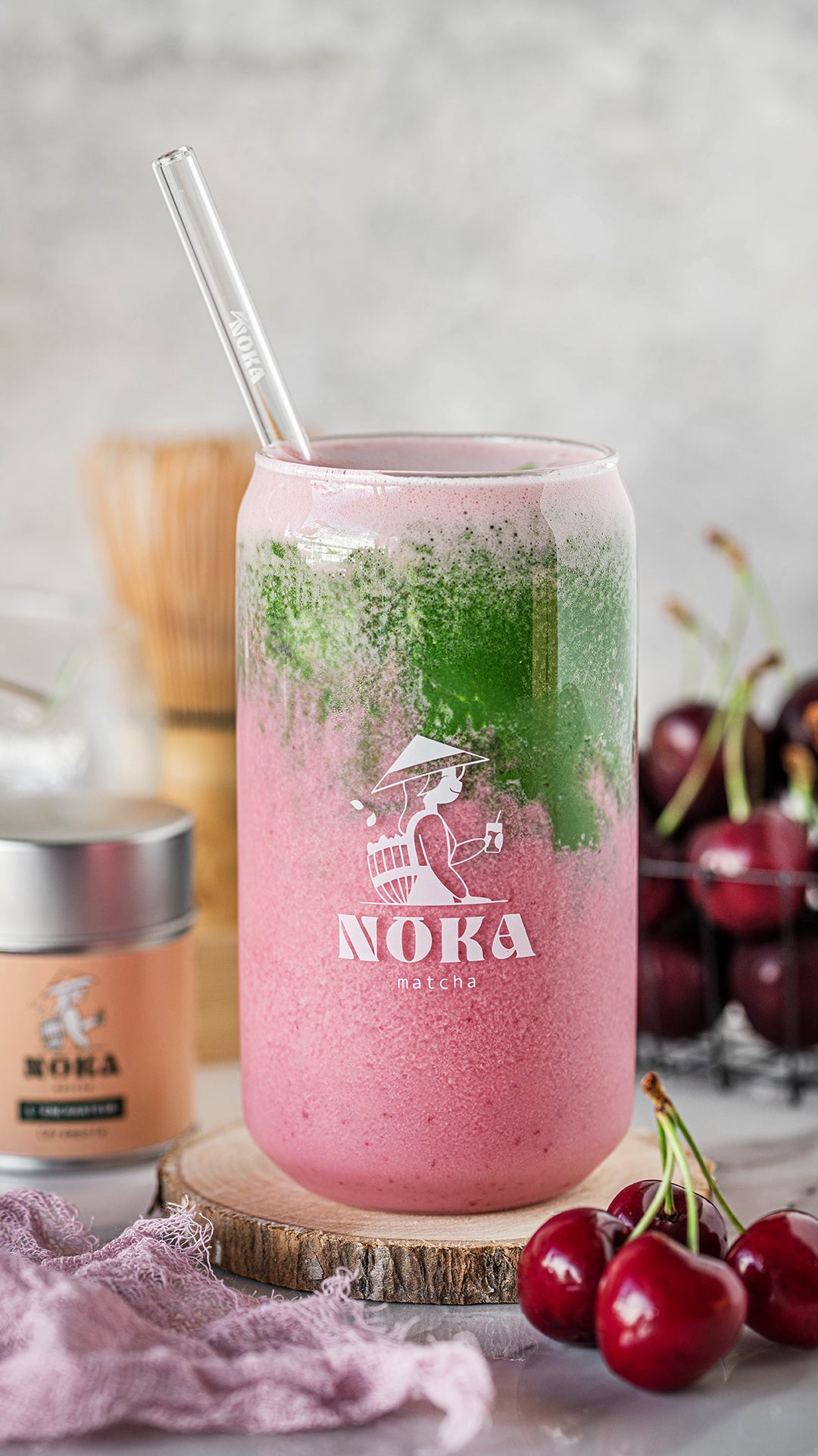 Matcha latte cerise
