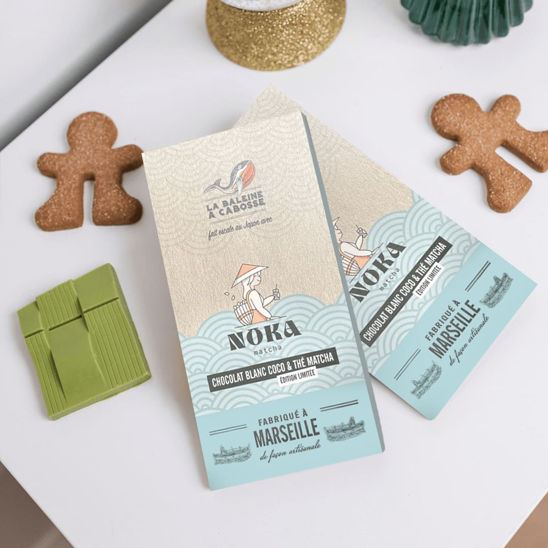 Chocolat Blanc au Matcha 4 % & Coco (lot de 2 tablettes)
